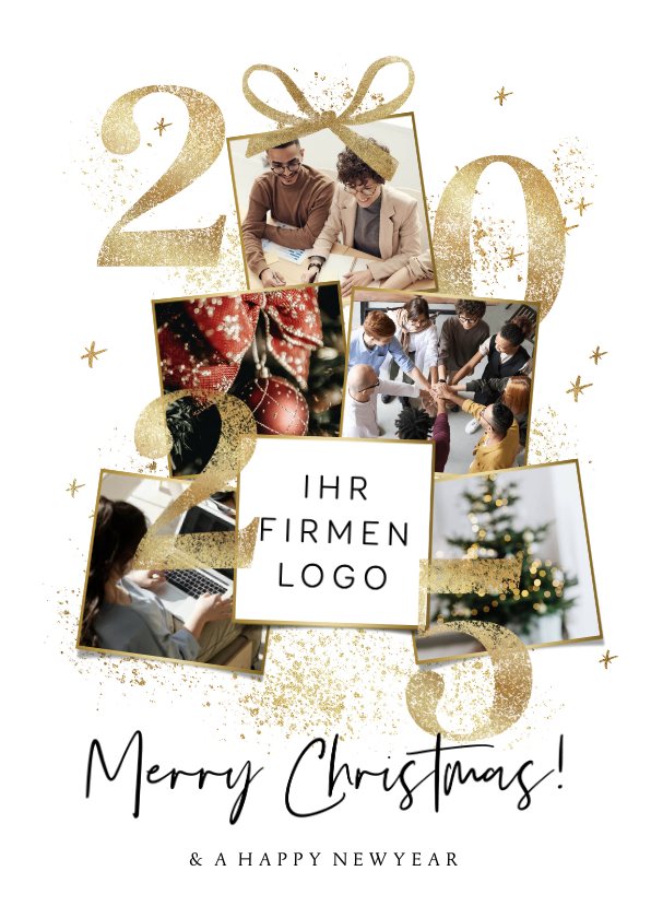 Geschäftliche Weihnachtskarten - Weihnachtskarte Firma Fotocollage & Jahreszahl