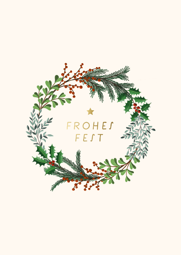 Geschäftliche Weihnachtskarten - Weihnachtskarte Firma Weihnachtskranz klassisch