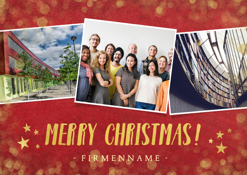 Geschäftliche Weihnachtskarten - Weihnachtskarte für Firma Fotocollage Merry Christmas