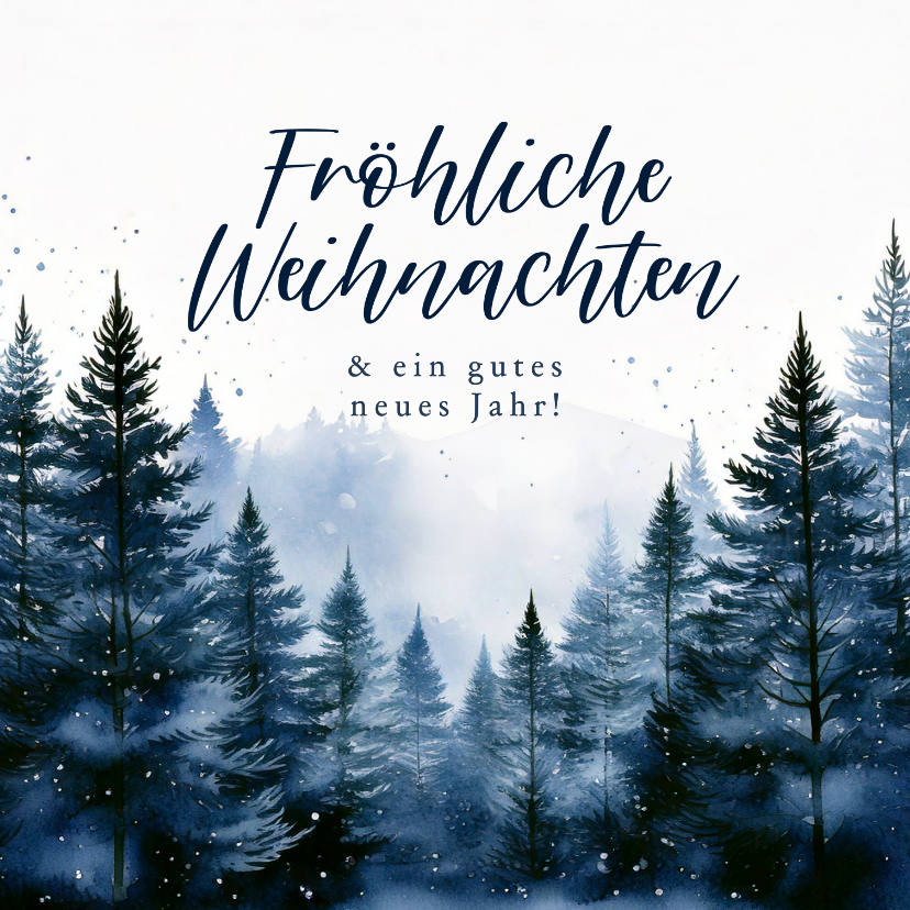 Geschäftliche Weihnachtskarten - Weihnachtskarte geschäftlich Tannenwald dunkelblau