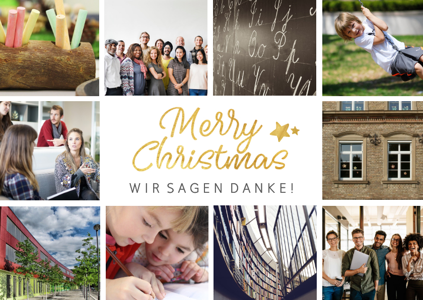 Geschäftliche Weihnachtskarten - Weihnachtskarte viele Fotos geschäftlich Merry Christmas