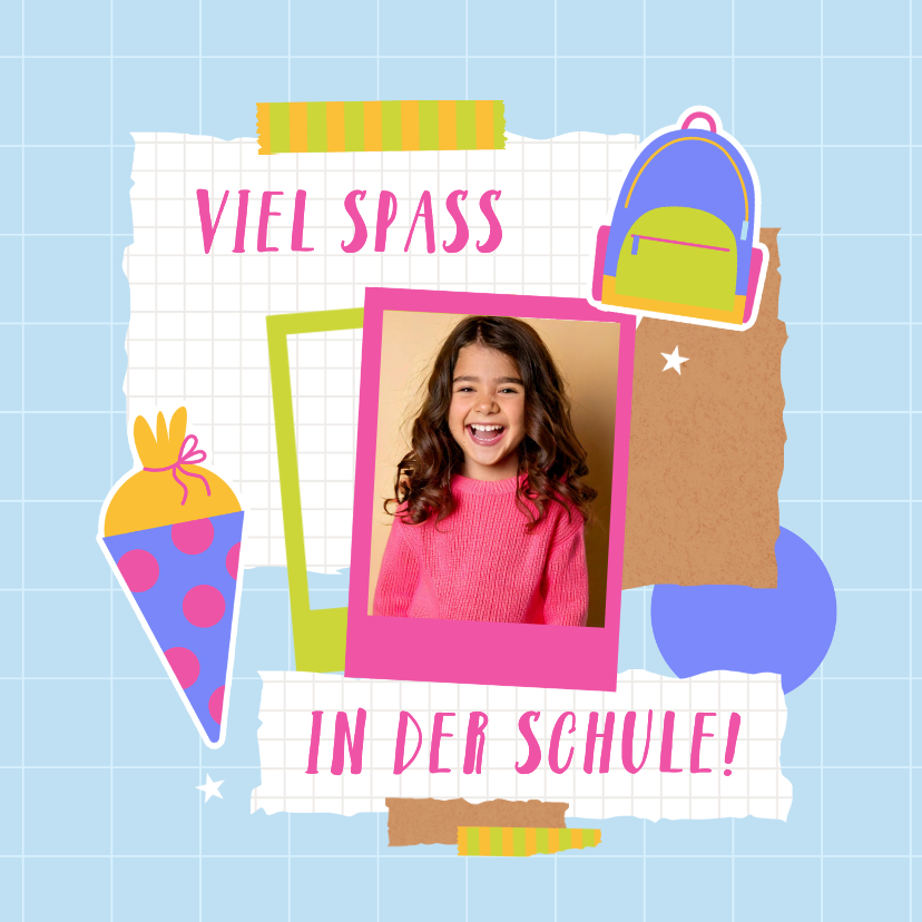 Glückwunschkarten - Foto-Glückwunschkarte Einschulung Scrapbook 