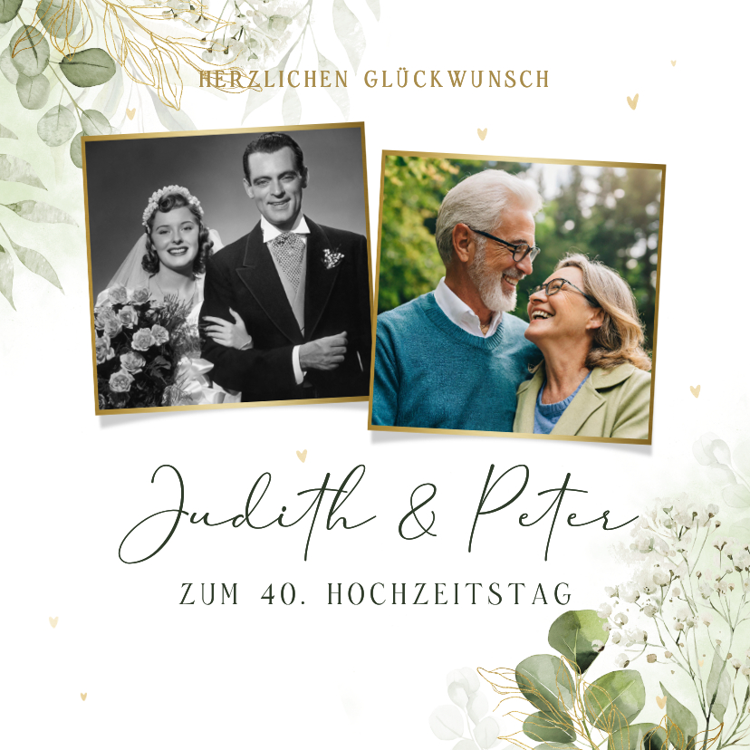 Glückwunschkarten - Foto-Glückwunschkarte zum 40. Hochzeitsjubiläum