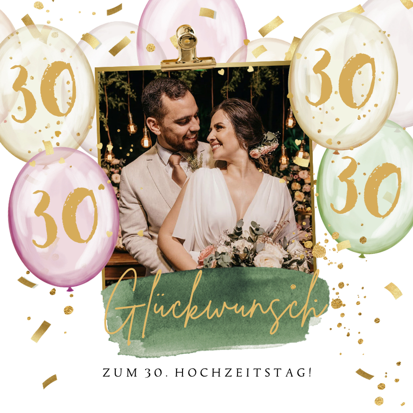 Glückwunschkarten - Fotokarte Jubiläum Glückwunsch 30. Hochzeitstag