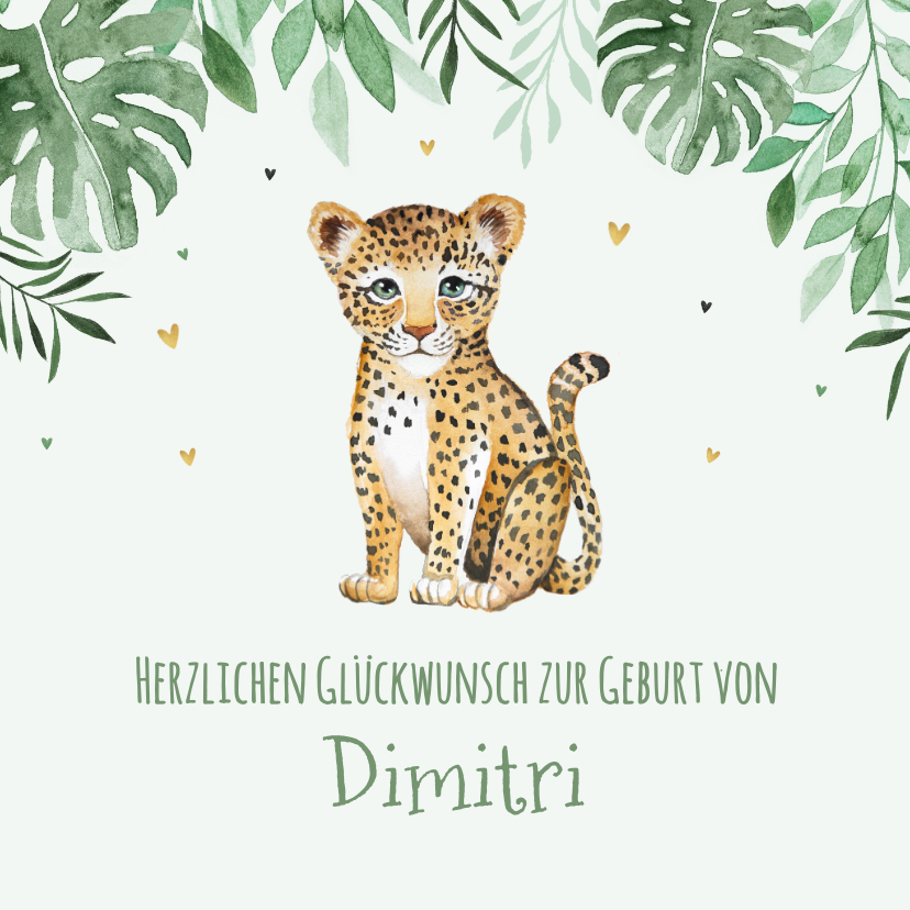 Glückwunschkarten - Geburt Baby Glückwunschkarte kleiner Leopard