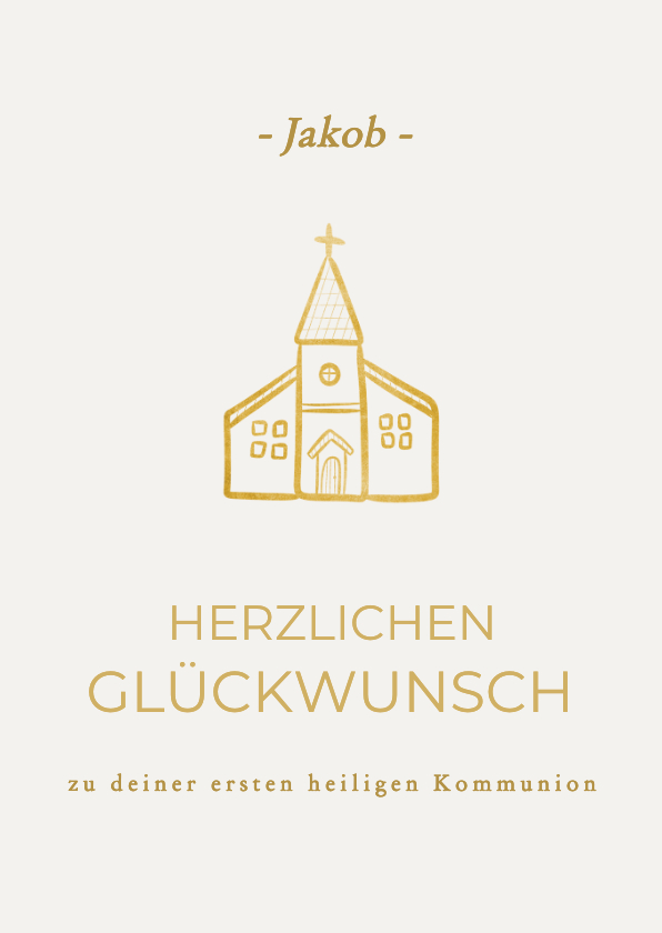 Glückwunschkarten - Glückwünschkarte goldene Kirche erste heilige Kommunion