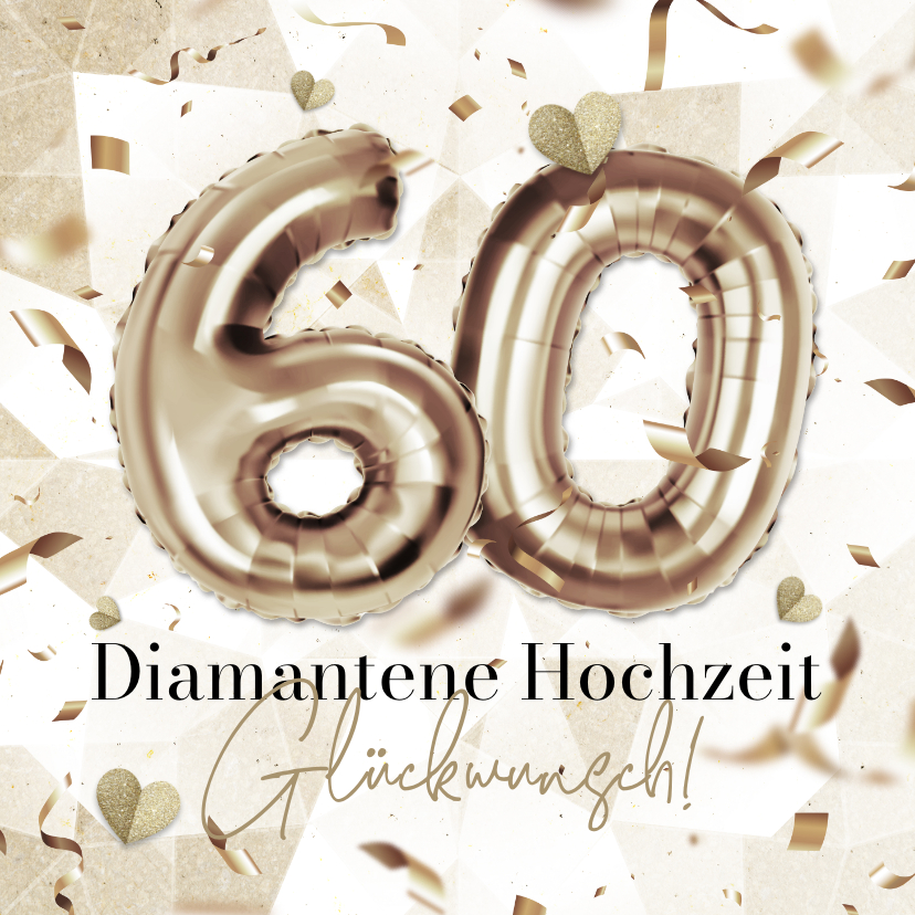 Glückwunschkarten - Glückwunsch Diamantene Hochzeit Karte mit 60