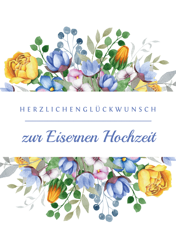 Glückwunschkarten - Glückwunschkarte 65. Hochzeitstag klassische Blumen