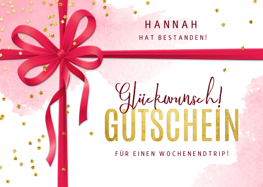 Glückwunschkarten - Glückwunschkarte Bestanden Gutschein pink