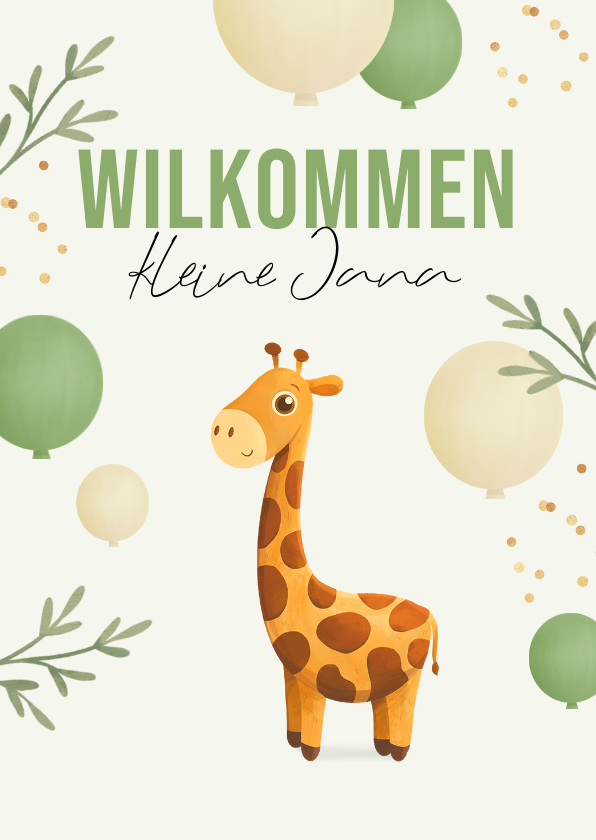 Glückwunschkarten - Glückwunschkarte Geburt Giraffe & Ballons