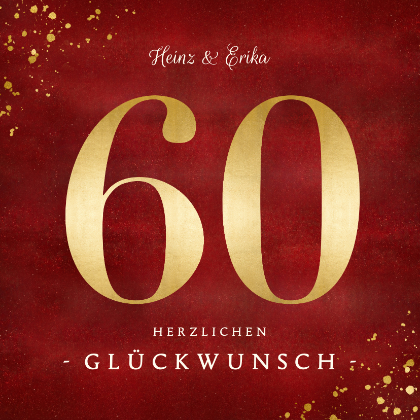 Glückwunschkarten - Glückwunschkarte goldene 60 Diamantene Hochzeit 