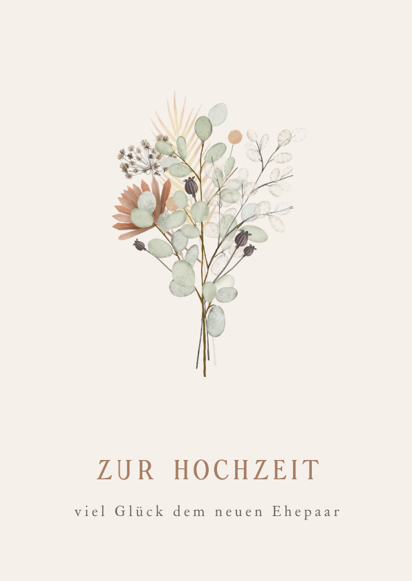 Glückwunschkarten - Glückwunschkarte Hochzeit Trockenblumen