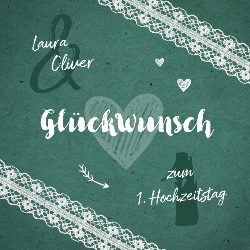 Glückwunschkarten - Glückwunschkarte Jubiläum 1. Hochzeitstag