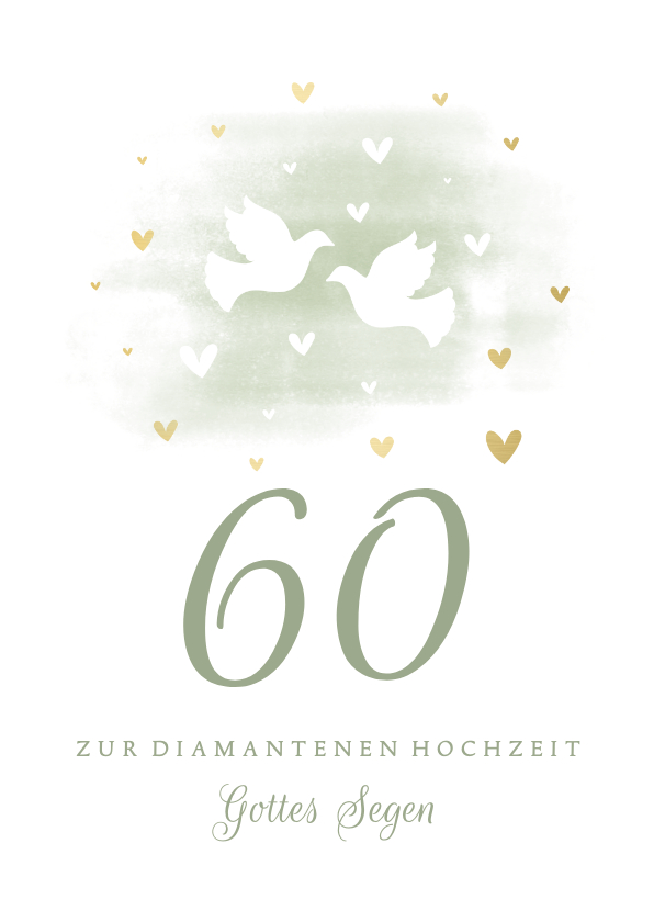 Glückwunschkarten - Grußkarte Glückwunsch 60. Hochzeitstag Tauben