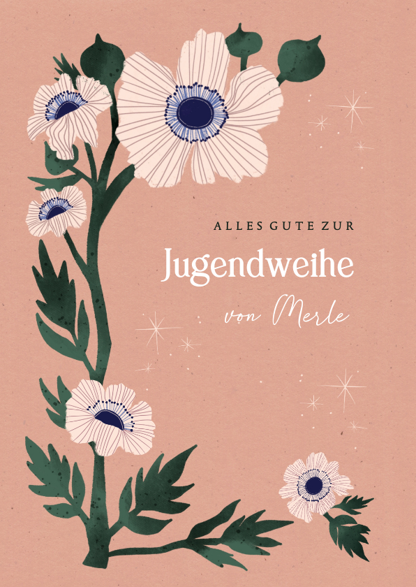 Glückwunschkarten - Jugendweihe Glückwunsch Karte mit Anemonen