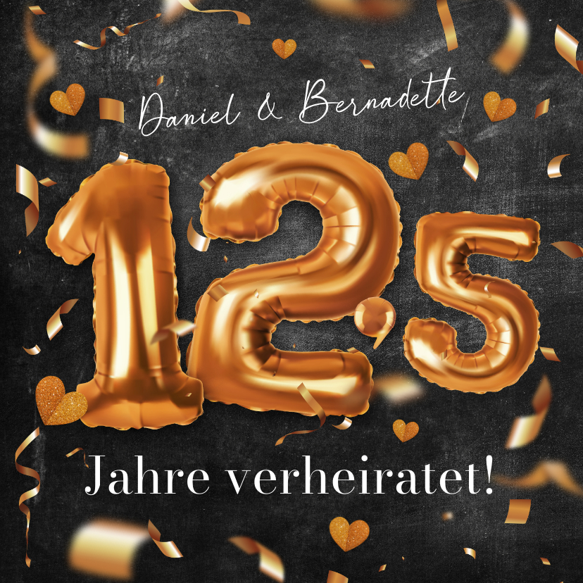 Glückwunschkarten - Karte Glückwunsch Hochzeitstag 12,5 Jahre Luftballons