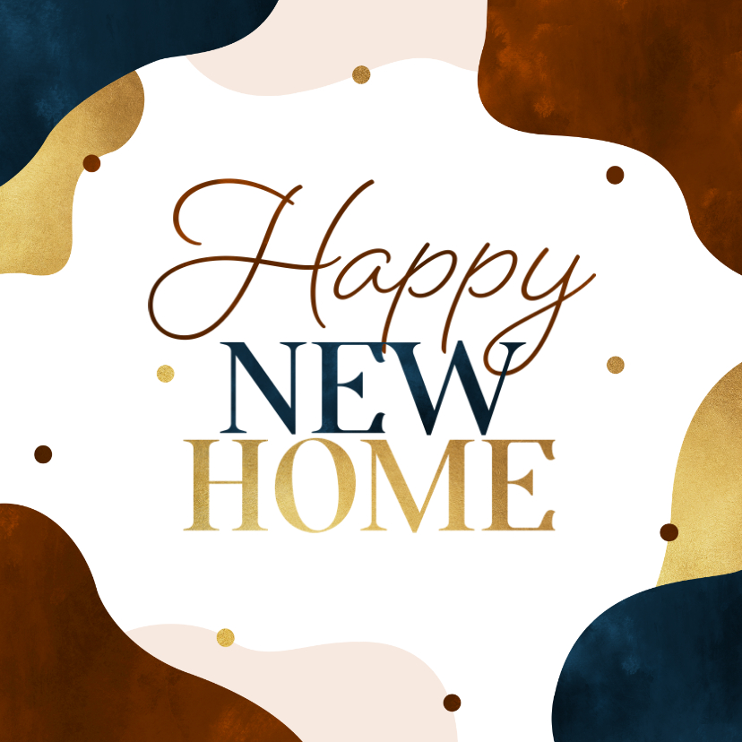 Glückwunschkarten - Karte Glückwunsch Umzug abstrakt 'Happy New Home'