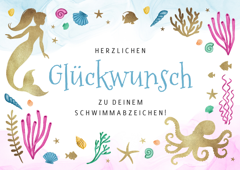 Glückwunschkarten - Schwimmabzeichen-Glückwunschkarte Meerjungfrau 