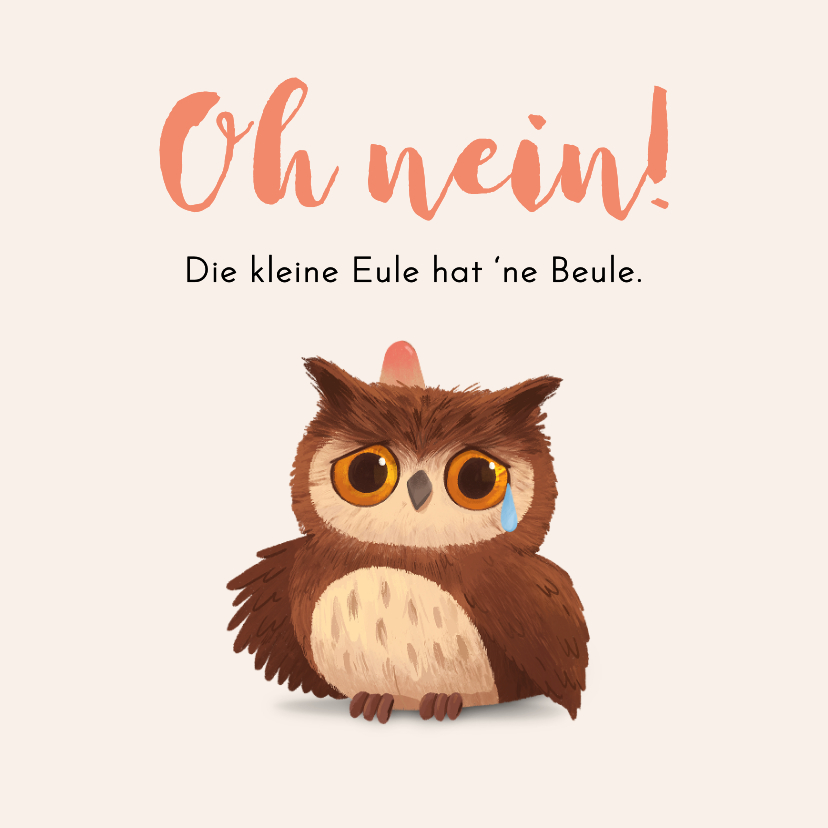 Gute Besserung - Gute Besserung Karte Eule mit Beule und Uhu 