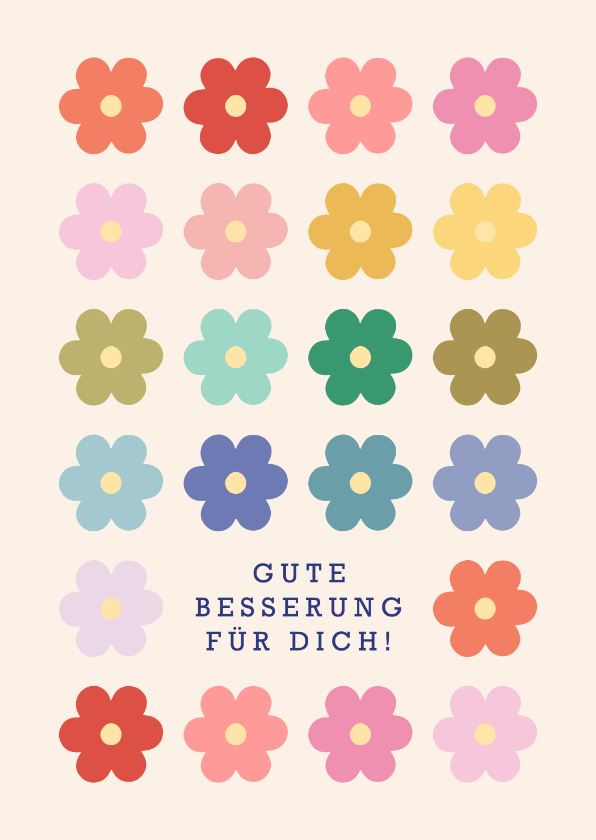 Gute Besserung - Gute Besserungskarte buntes Blumenmuster