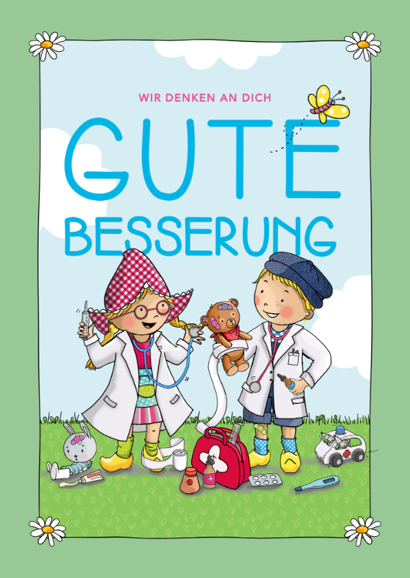 Gute Besserung - Gute Besserungskarte 'Fien & Teun' mit Teddybär