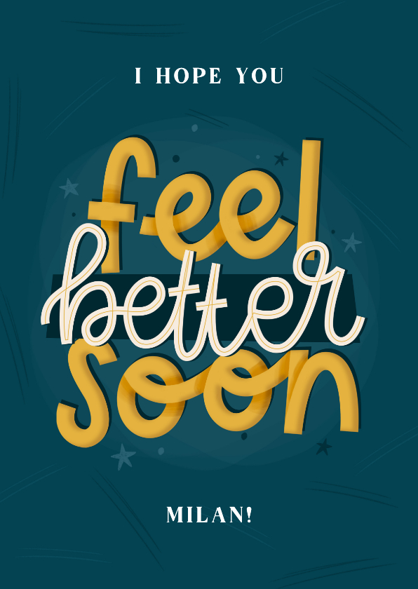 Gute Besserung - Gute Besserungskarte Lettering 'Feel better soon'