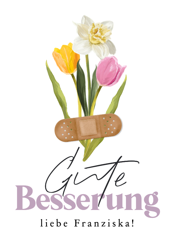 Gute Besserung - Gute Besserungskarte Pflaster Frühlingsblumen