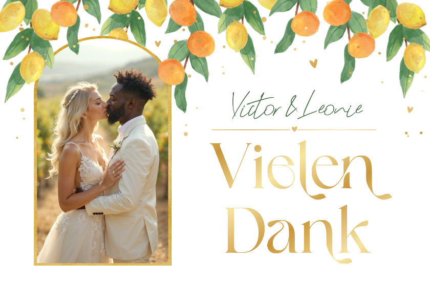 Hochzeitskarten - Dankeskarte Hochzeit Foto & Zitrusfrüchte