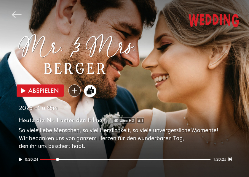 Hochzeitskarten - Dankeskarte Hochzeit Streamingdienst