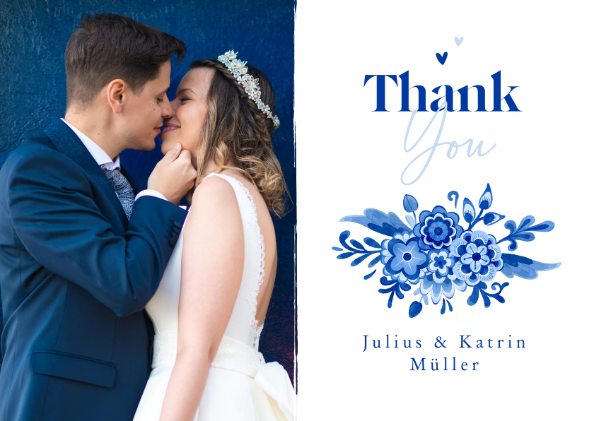 Hochzeitskarten - Danksagung Hochzeit Delfter Blau Foto & Blumendekor