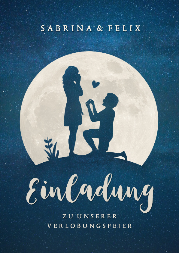 Hochzeitskarten - Einladung zur Verlobungsfeier Heiratsantrag Vollmond