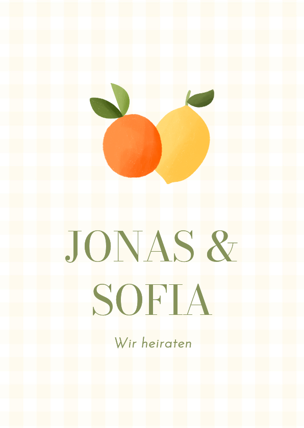 Hochzeitskarten - Einladungskarte Hochzeit Mandarine & Zitrone