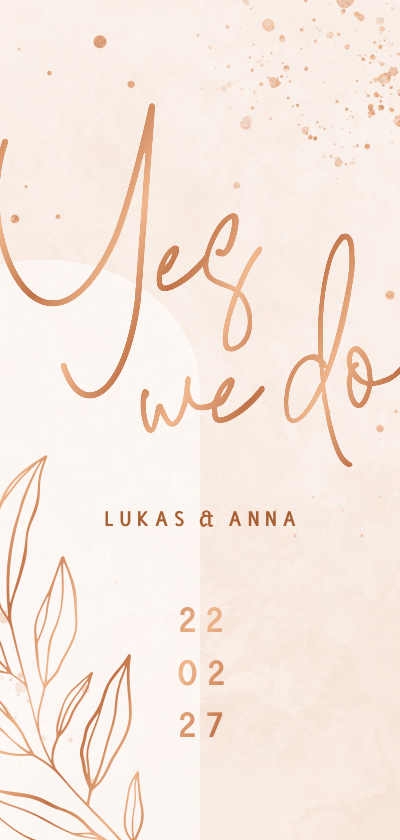 Hochzeitskarten - Hochzeitseinladung rosé filigraner Zweig