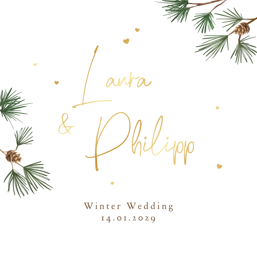 Hochzeitskarten - Hochzeitseinladung Winter Wedding Tannenzweige