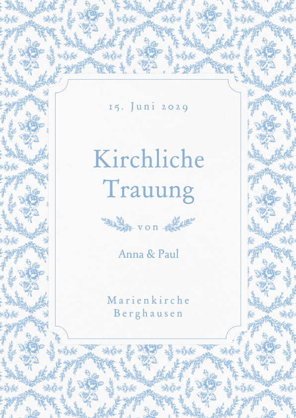 Hochzeitskarten - Kirchenheft Hochzeit englische Rose romantisch