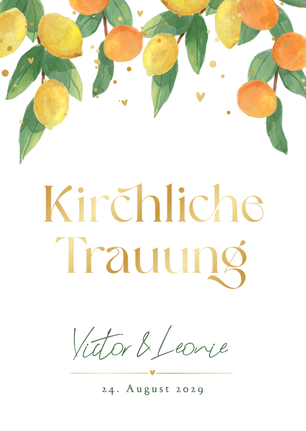 Hochzeitskarten - Kirchenheft Hochzeit Zitrusfrüchte 