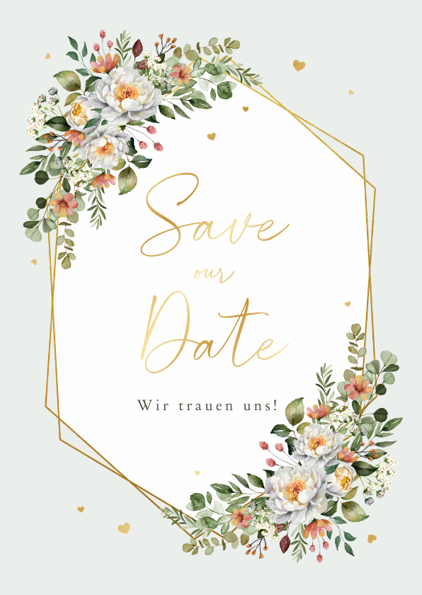 Hochzeitskarten - Save-The-Date-Karte Blumenbukett