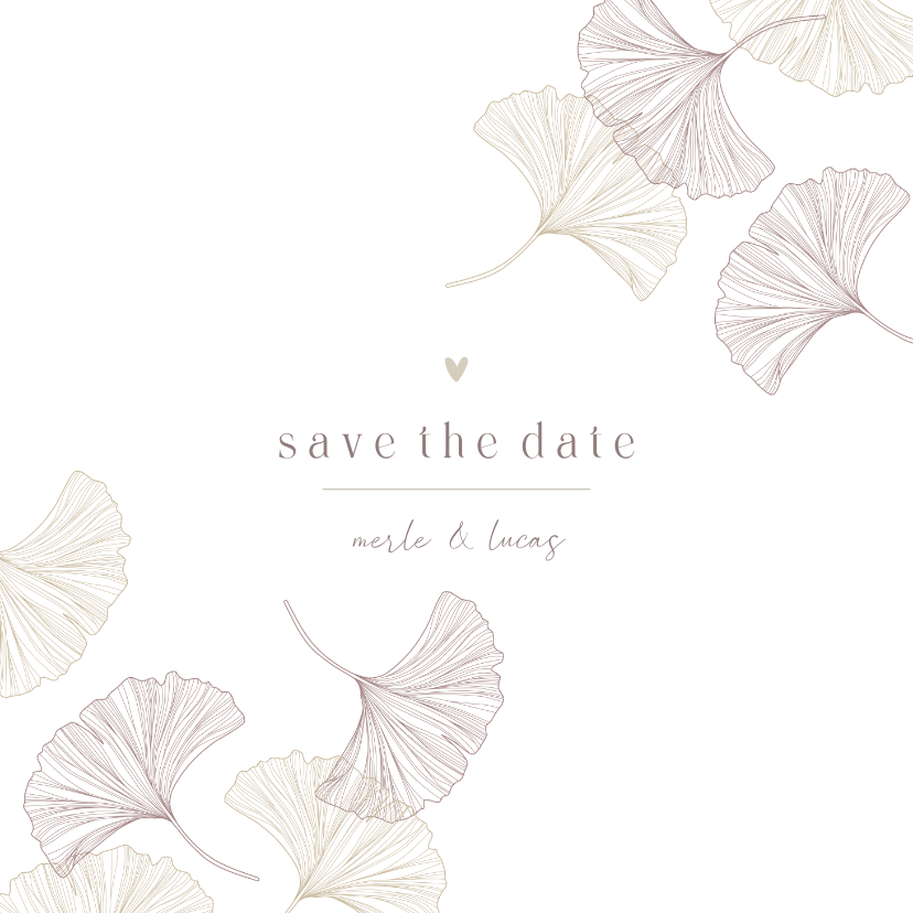 Hochzeitskarten - Save-the-Date-Karte Hochzeit Ginkgo pur & natürlich