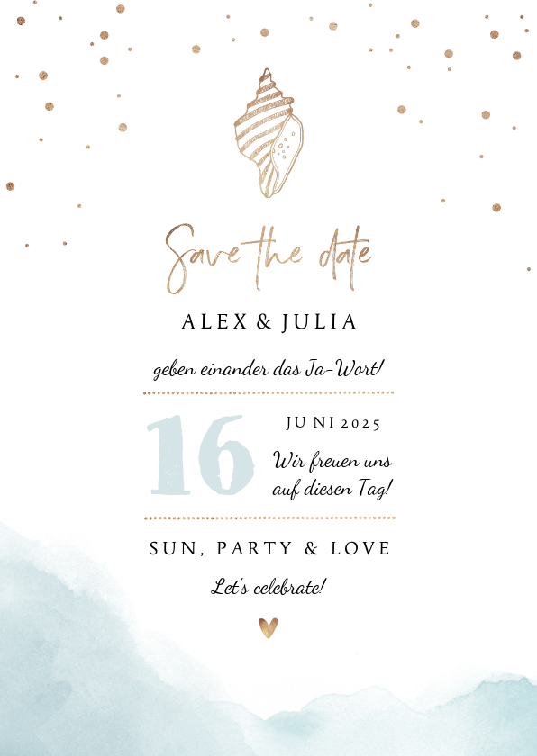 Hochzeitskarten - Save-the-Date-Karte Hochzeit Strandfeeling