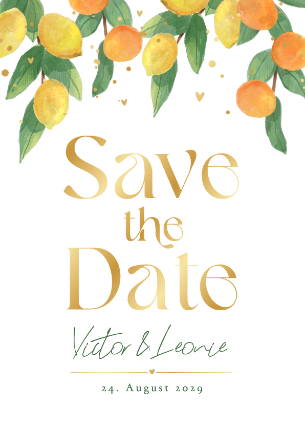 Hochzeitskarten - Save-the-Date-Karte Hochzeit Zitrusfrüchte 