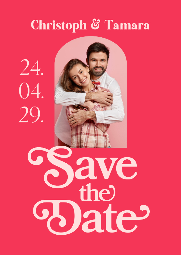 Hochzeitskarten - Save-The-Date-Karte Retro-Optik