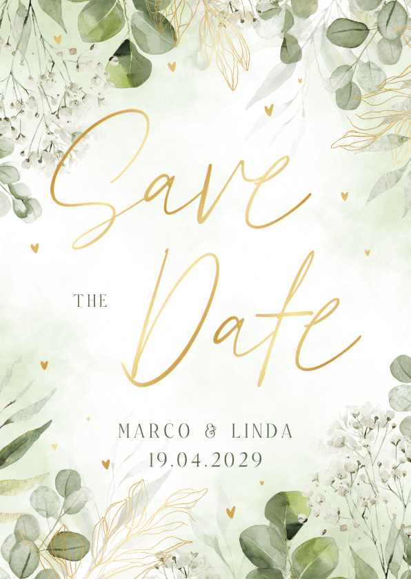 Hochzeitskarten - Save-The-Date-Karte zur Hochzeit Aquarellzweige