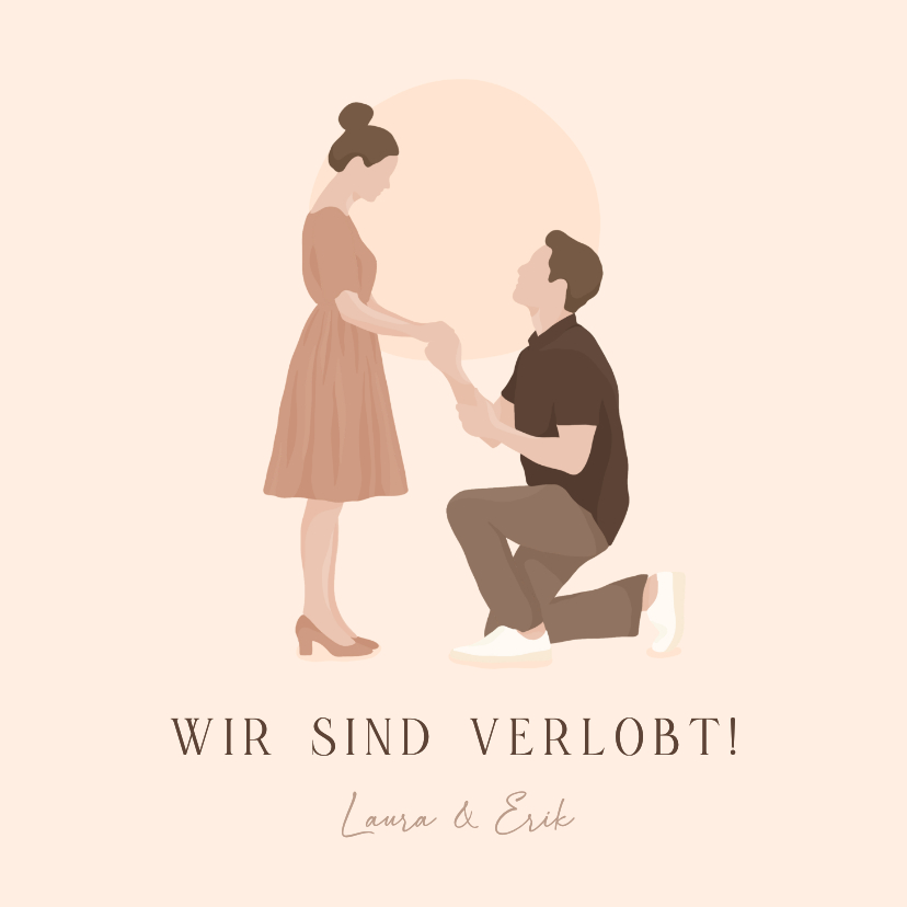 Hochzeitskarten - Verlobungskarte illustriertes Paar Heiratsantrag