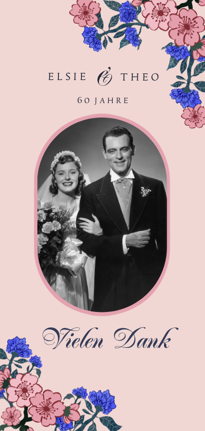 Jubiläumskarten - Danksagung zur Diamantenen Hochzeit mit Kirschblüten 
