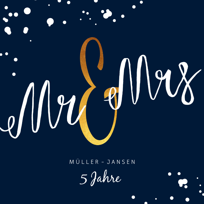 Jubiläumskarten - Einladung zum 5. Hochzeitstag Mr. & Mrs.