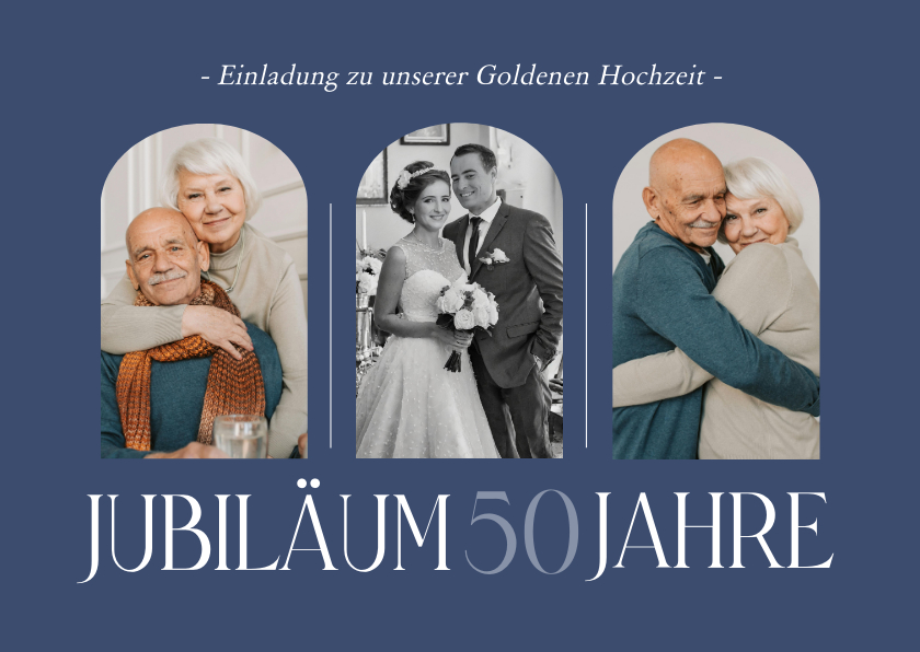 Jubiläumskarten - Karte Einladung zur Goldenen Hochzeit Fotoreihe