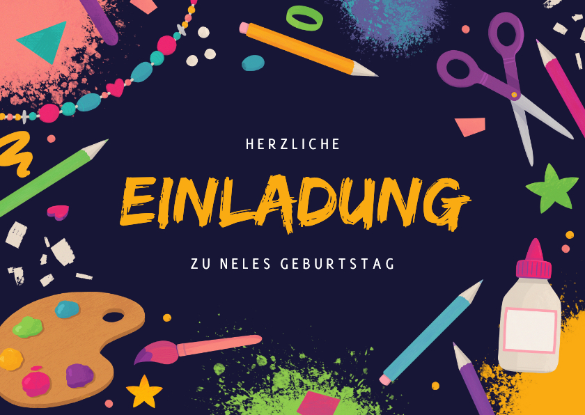 Kindergeburtstag - Bastelgeburtstag Einladungskarte 9. Kindergeburtstag 