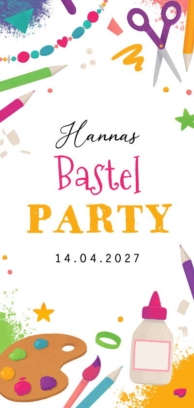 Kindergeburtstag - Bunte Einladung Bastel-Kindergeburtstag 8 Jahre