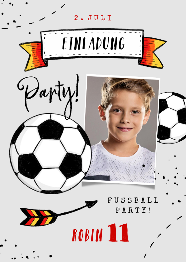 Kindergeburtstag - Einladung 11. Kindergeburtstag Fußball Deutschland