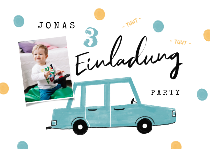 Kindergeburtstag - Einladung 3. Kindergeburtstag Auto & Foto